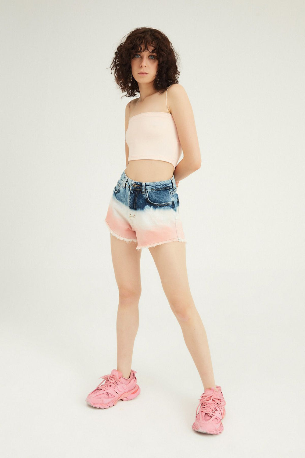 Colorful Tassel Denim Shorts Ice Blue