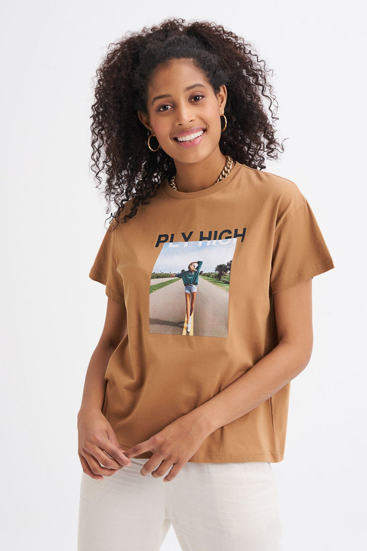 Printed T-Shirt Brown