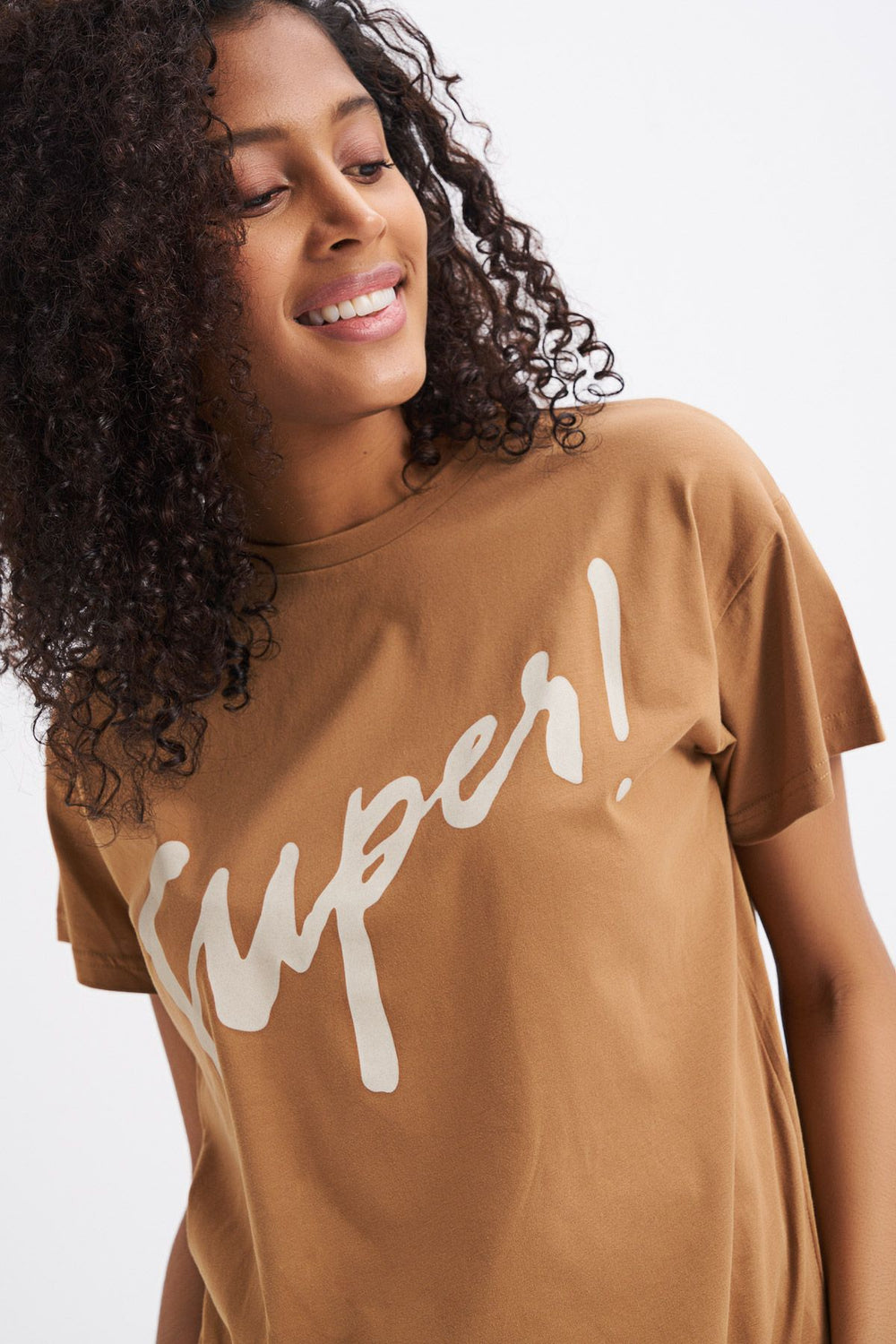 Baskılı Tişört Açık Bej