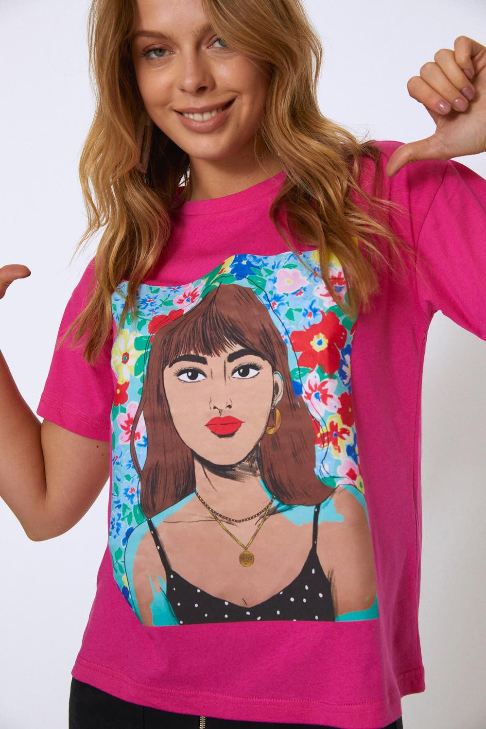 Baskılı Tişört Fuşya