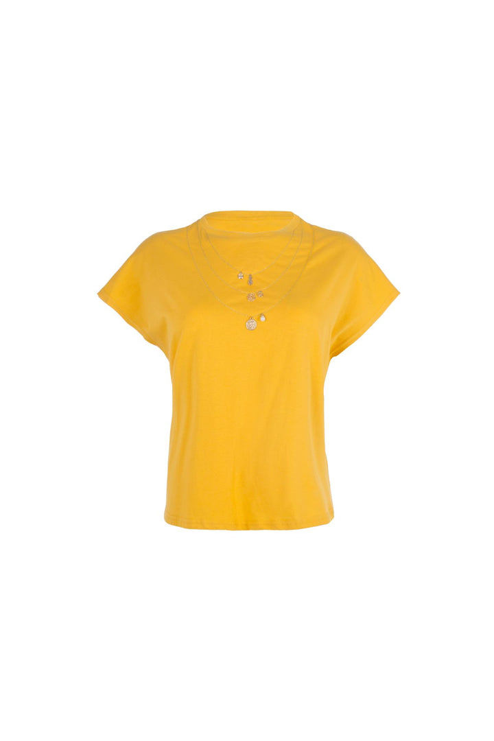 Necklace Accessory Detailed T-Shirt Mustard