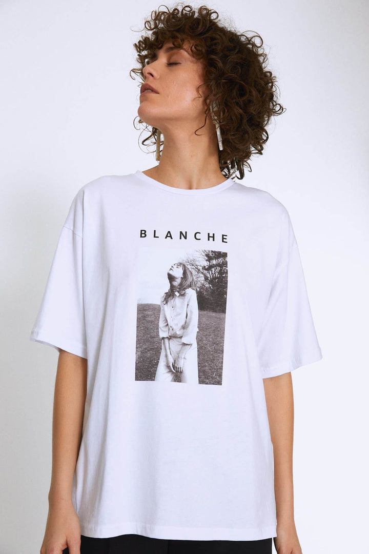 Baskılı Tişört Beyaz