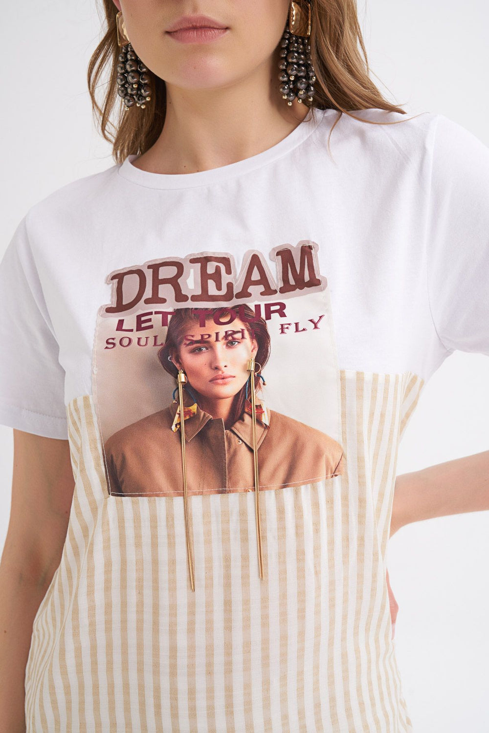 Garni Printed Accessory Detailed T-Shirt White