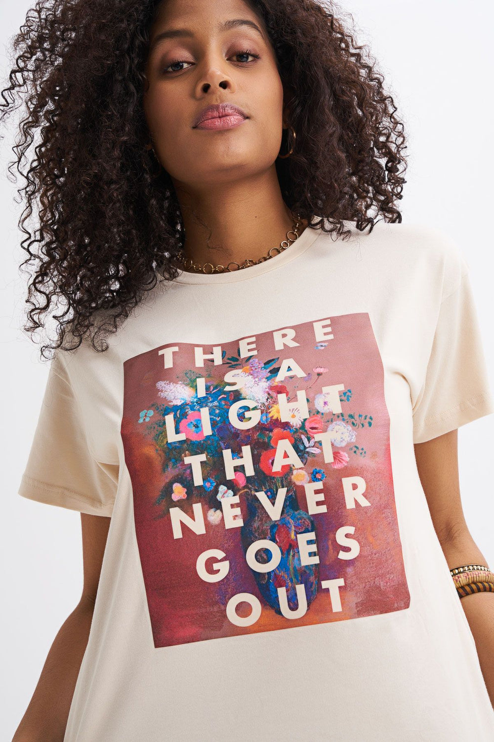 Baskılı Tişört Açık Bej