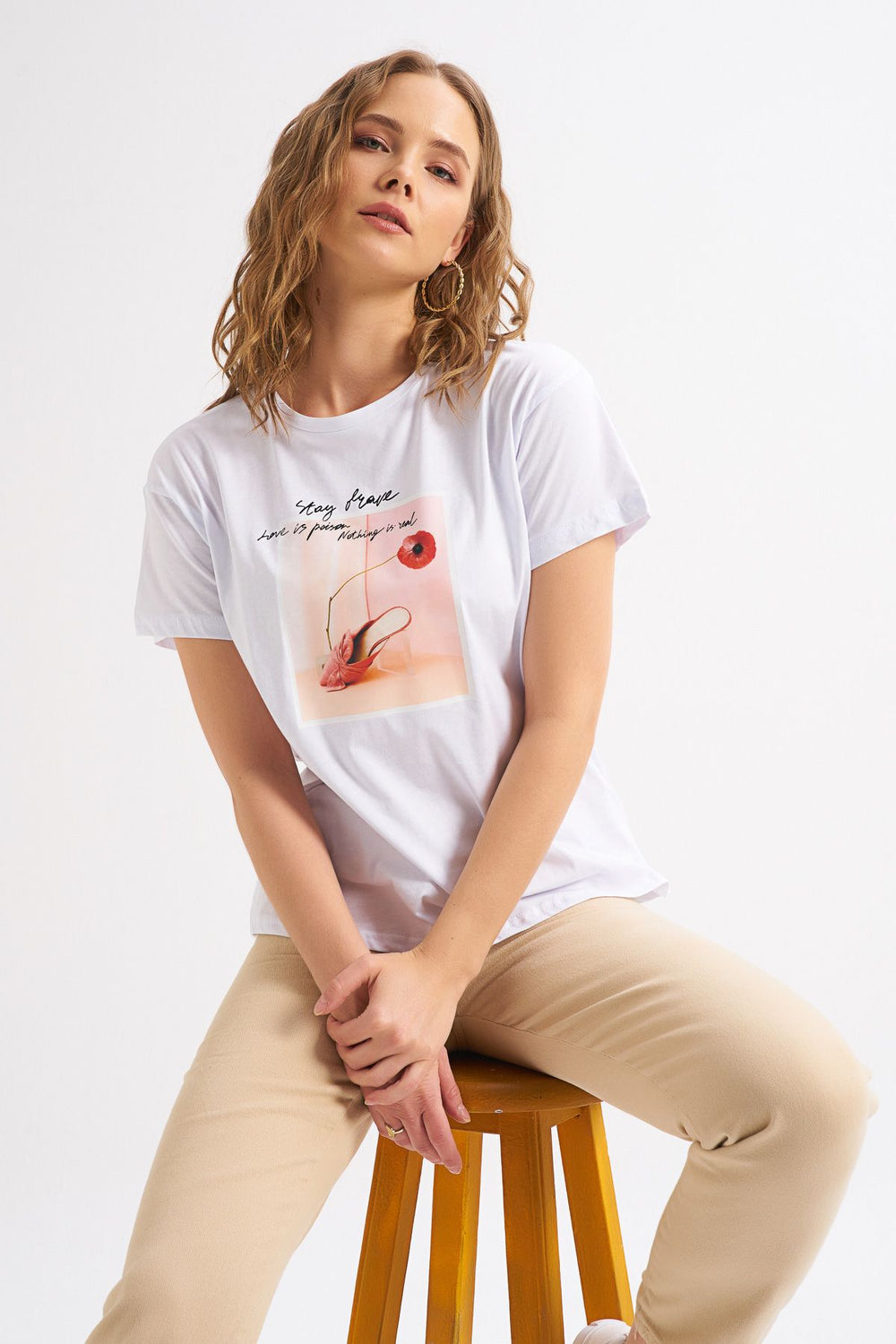 Baskılı Tişört Beyaz