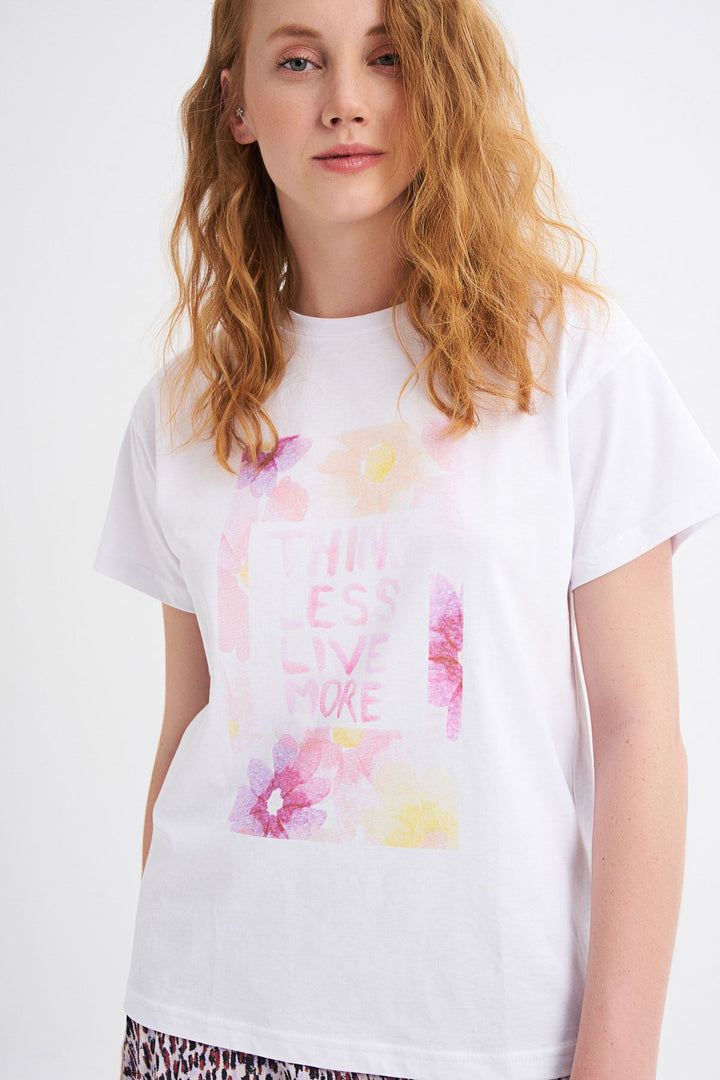 Baskılı Tişört Beyaz