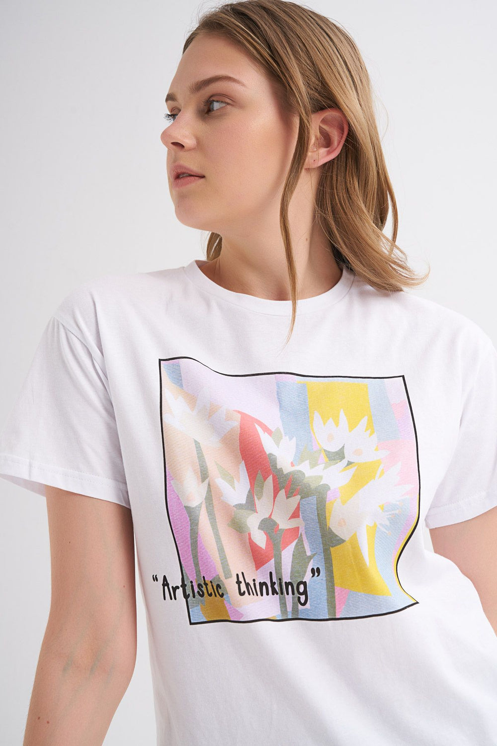 Baskılı Tişört Beyaz