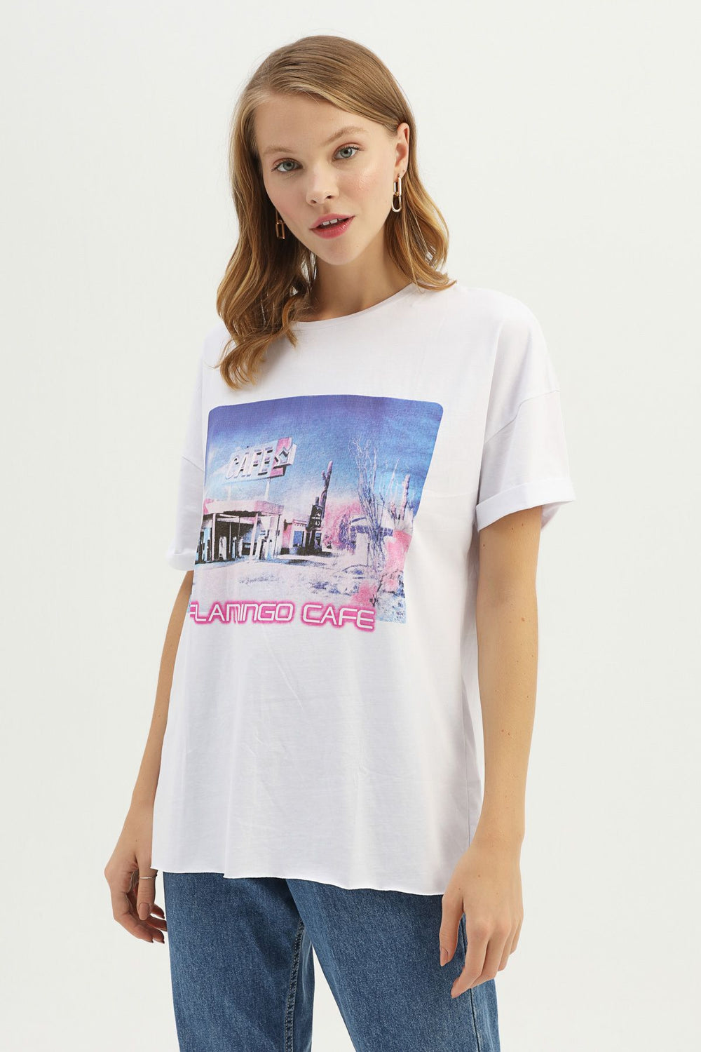 Baskılı Tişört Beyaz