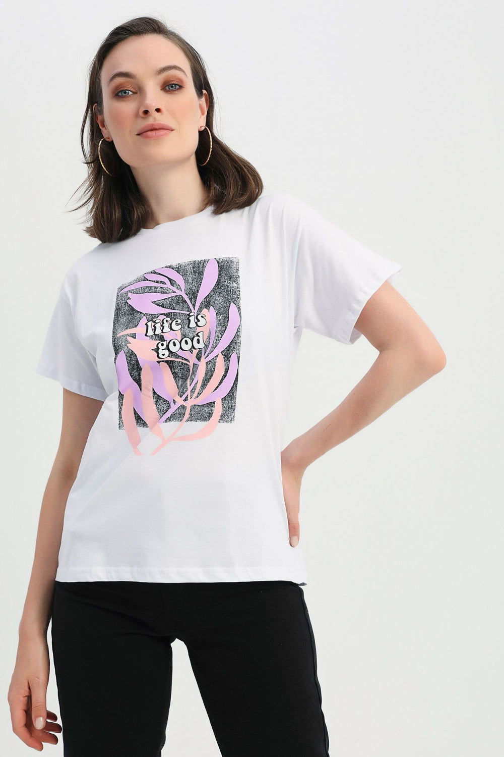 Baskılı Tişört Beyaz