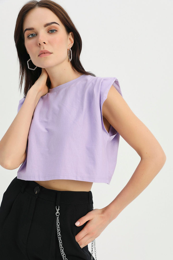 Crop Tişört Lila
