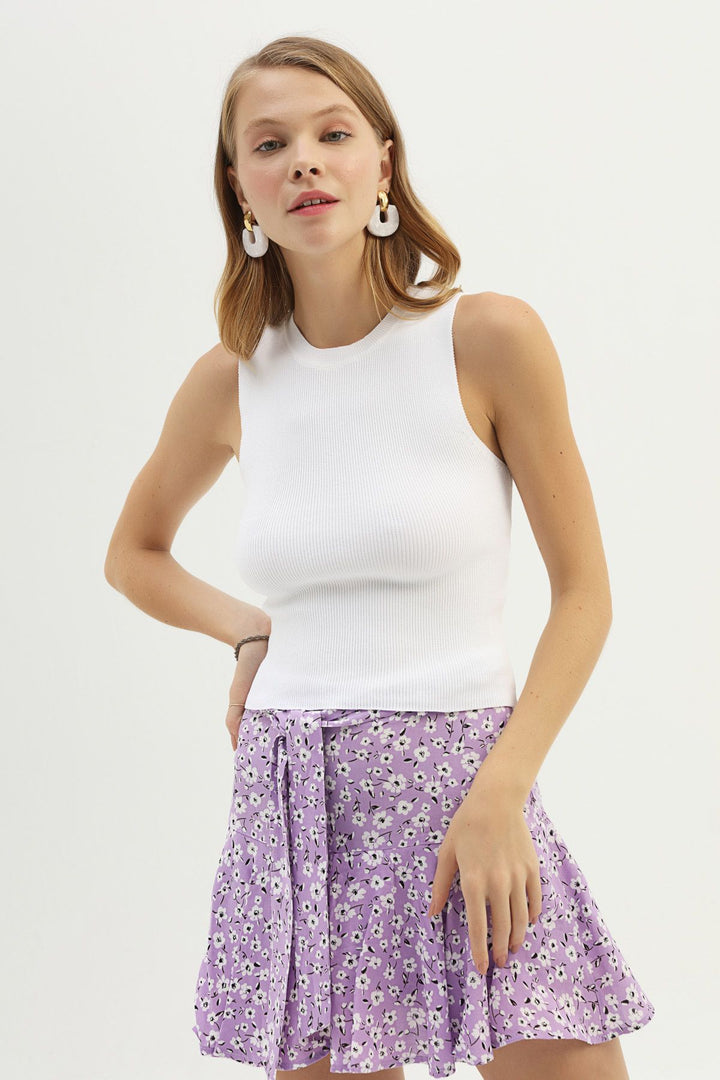 Crew Neck Sleeveless Knitwear White