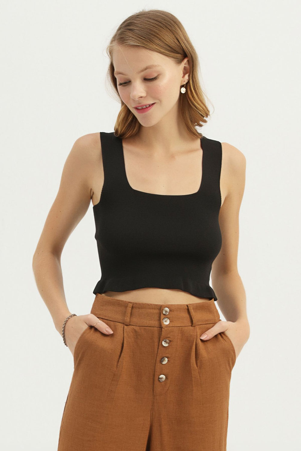 Suspended Frilly Knitwear Black