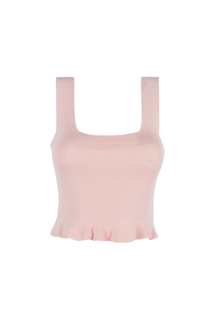 Hanging Tip Frilly Knitwear Powder