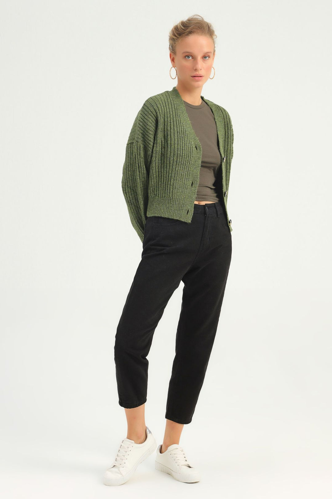 Buttoned Cardigan Khaki