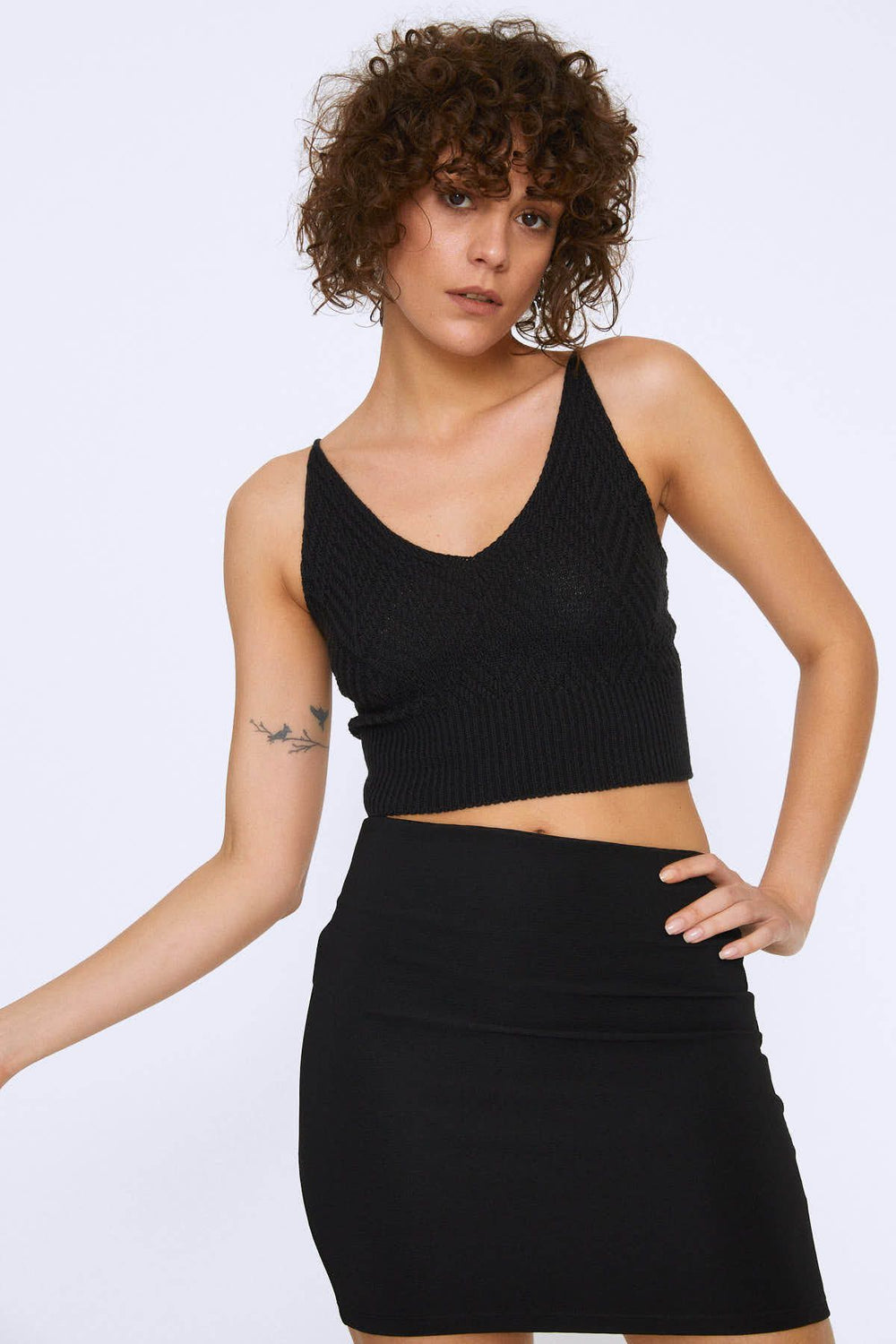 Rope Strap Crop Knitwear Black