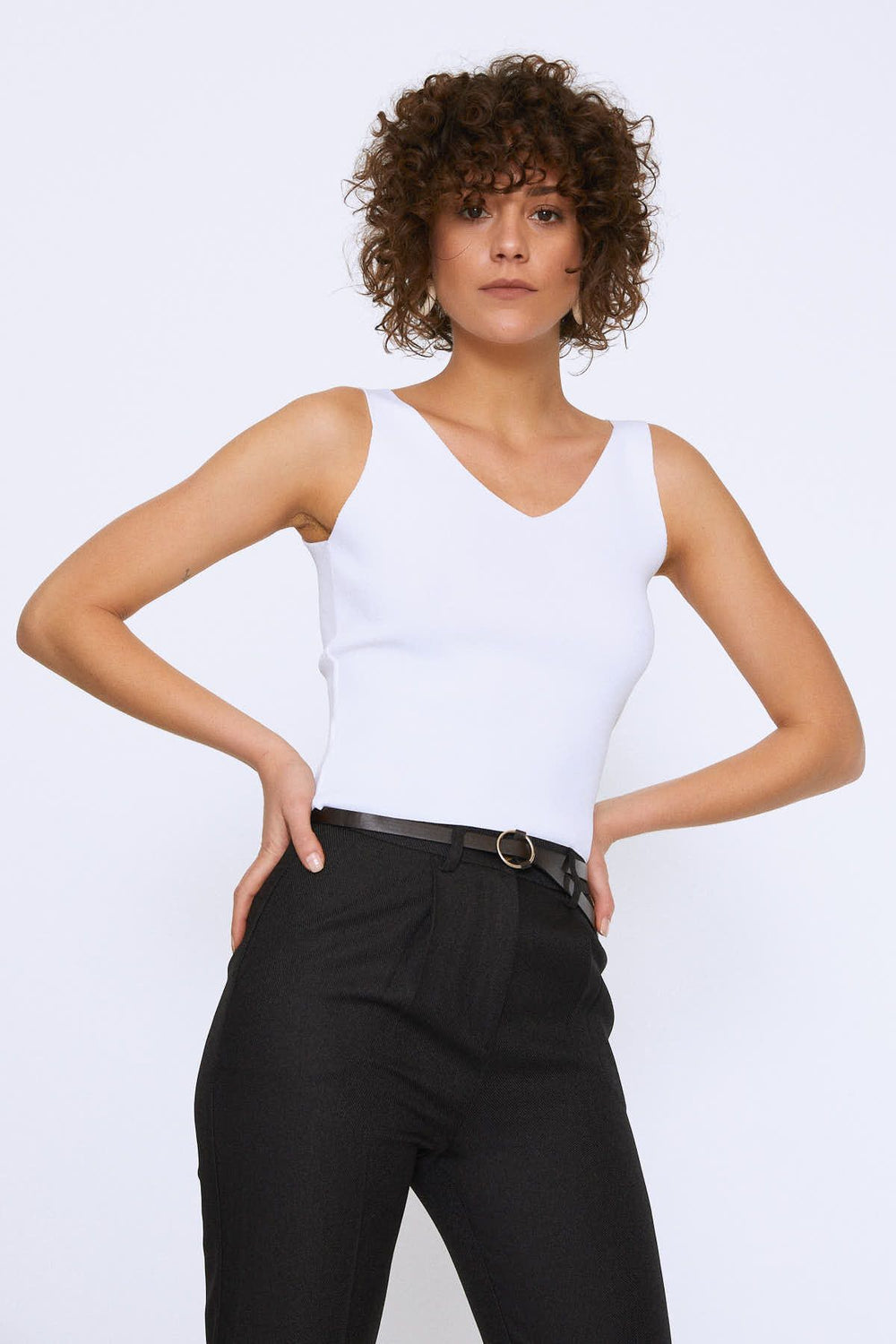 Strap V Neck Knitwear Ecru