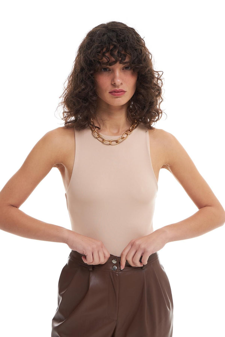 Halter Neck Bodysuit Beige