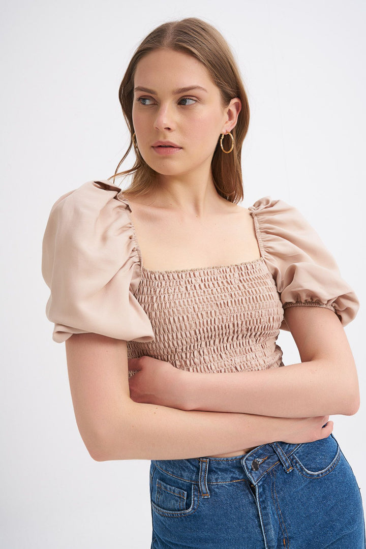 Balon Kol Gipeli Bluz Bej