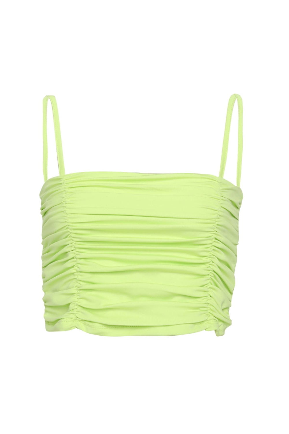 İnce Askılı Gipeli Crop Bluz Neon Yeşil