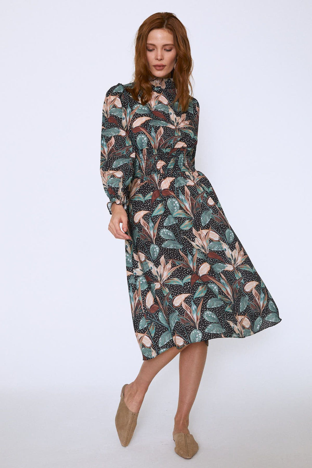 Floral Pattern Dress Black