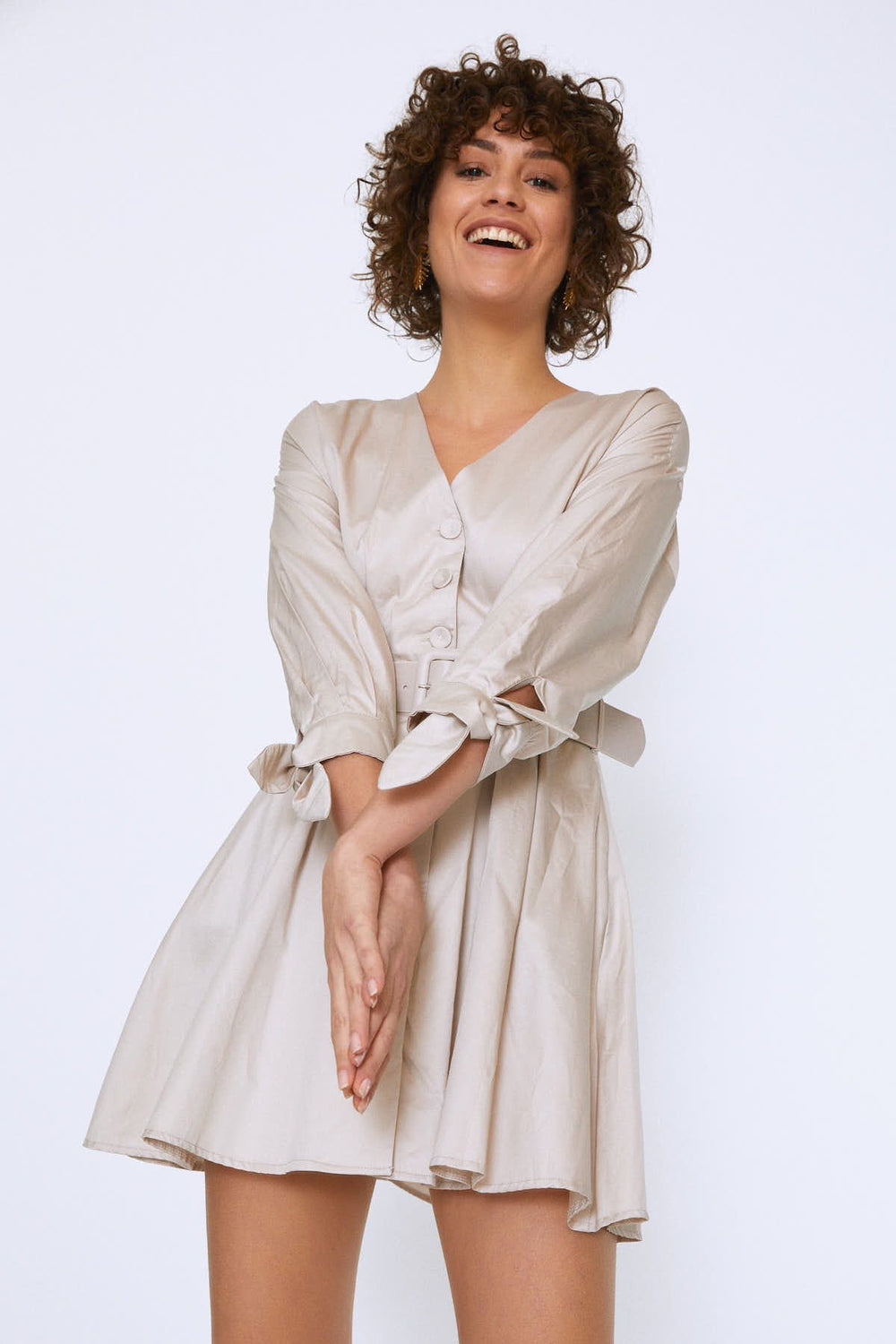 Waist Belt Buttoned Dress Stone