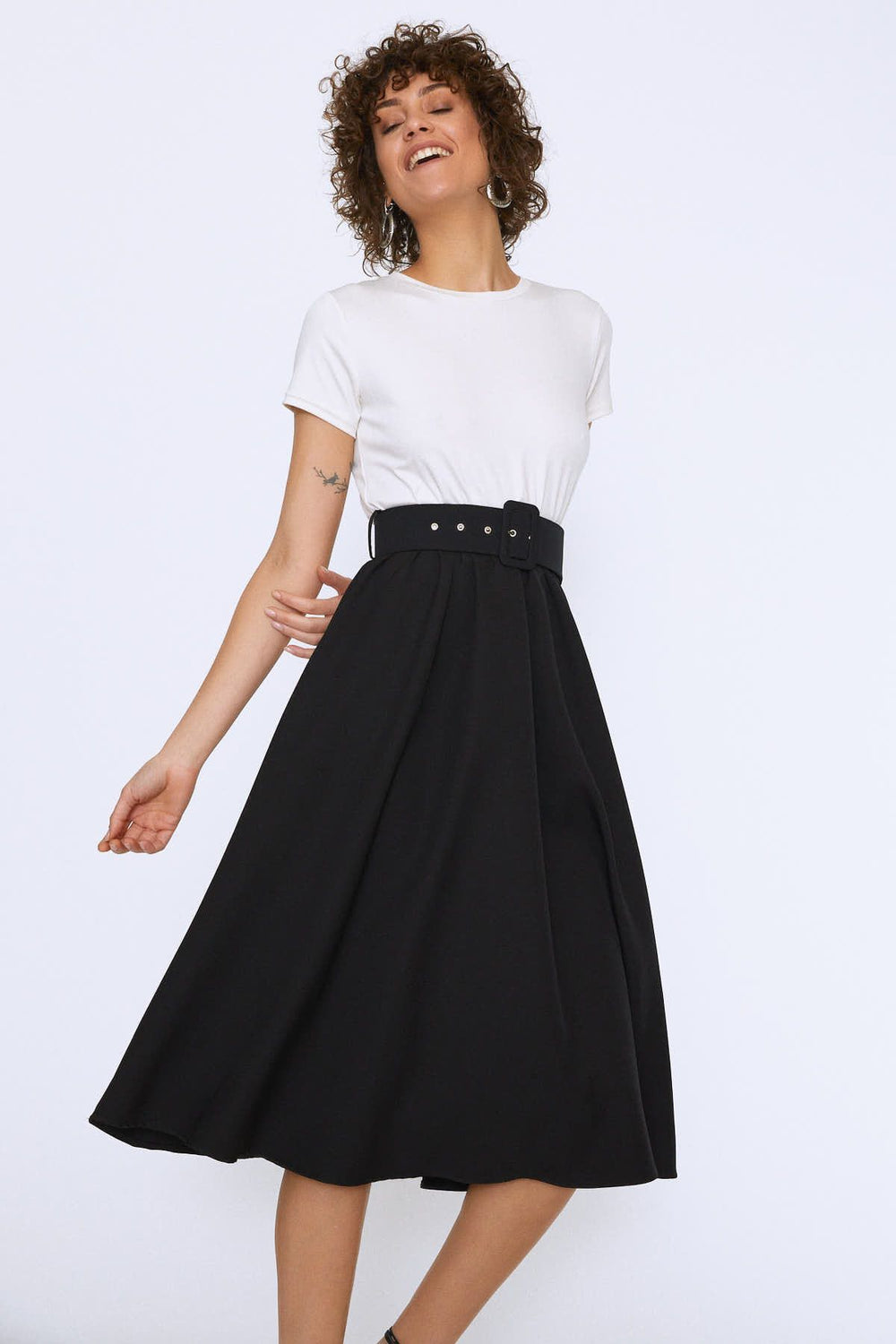 Waist Belt Long Dress Black
