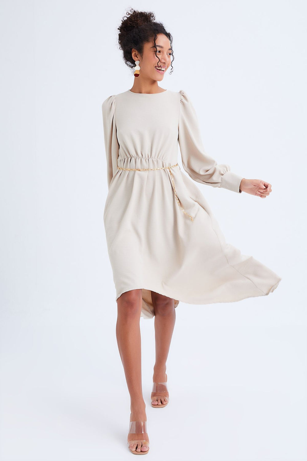 Chain Belt Asymmetric Dress Stone