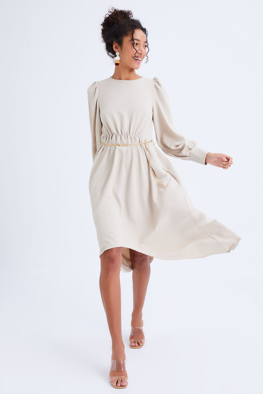 Chain Belt Asymmetric Dress Stone