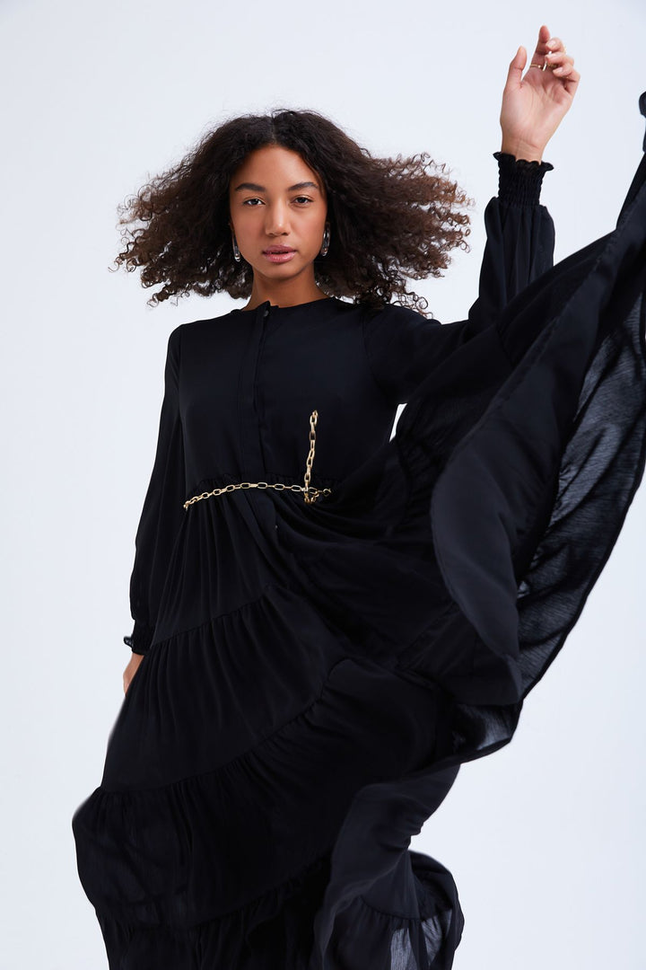 Chain Belt Dress Black
