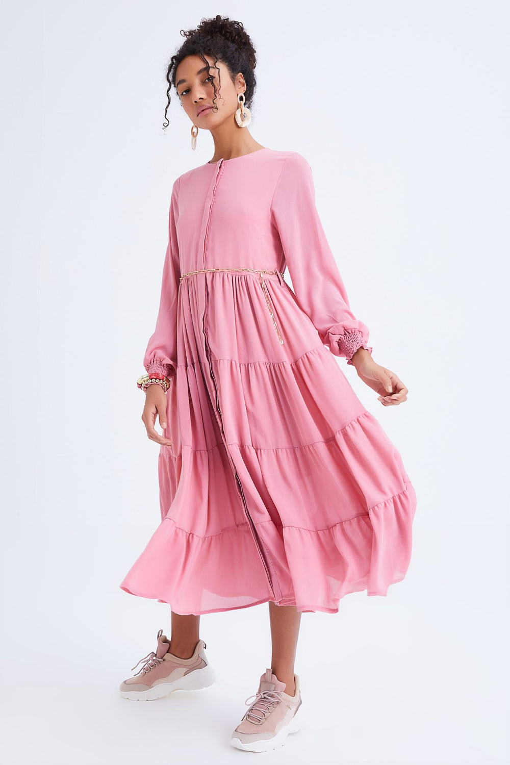Chain Belt Dress Pink