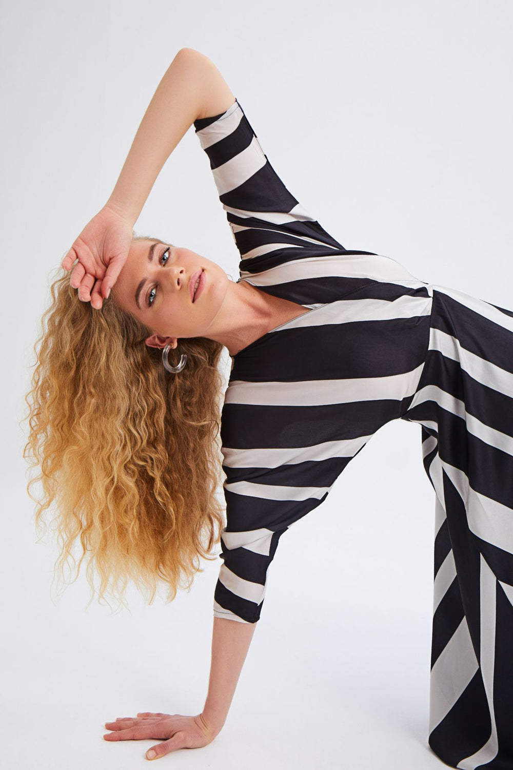 Double Breasted Striped Dress Black