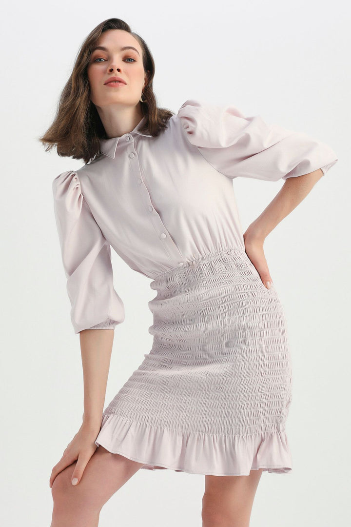 Balloon Sleeve Gipe Dress Lilac