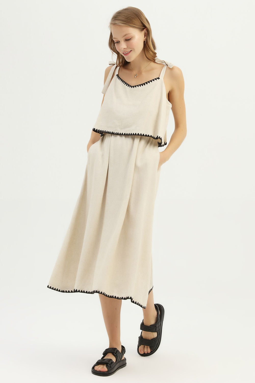 Strap Linen Dress Natural