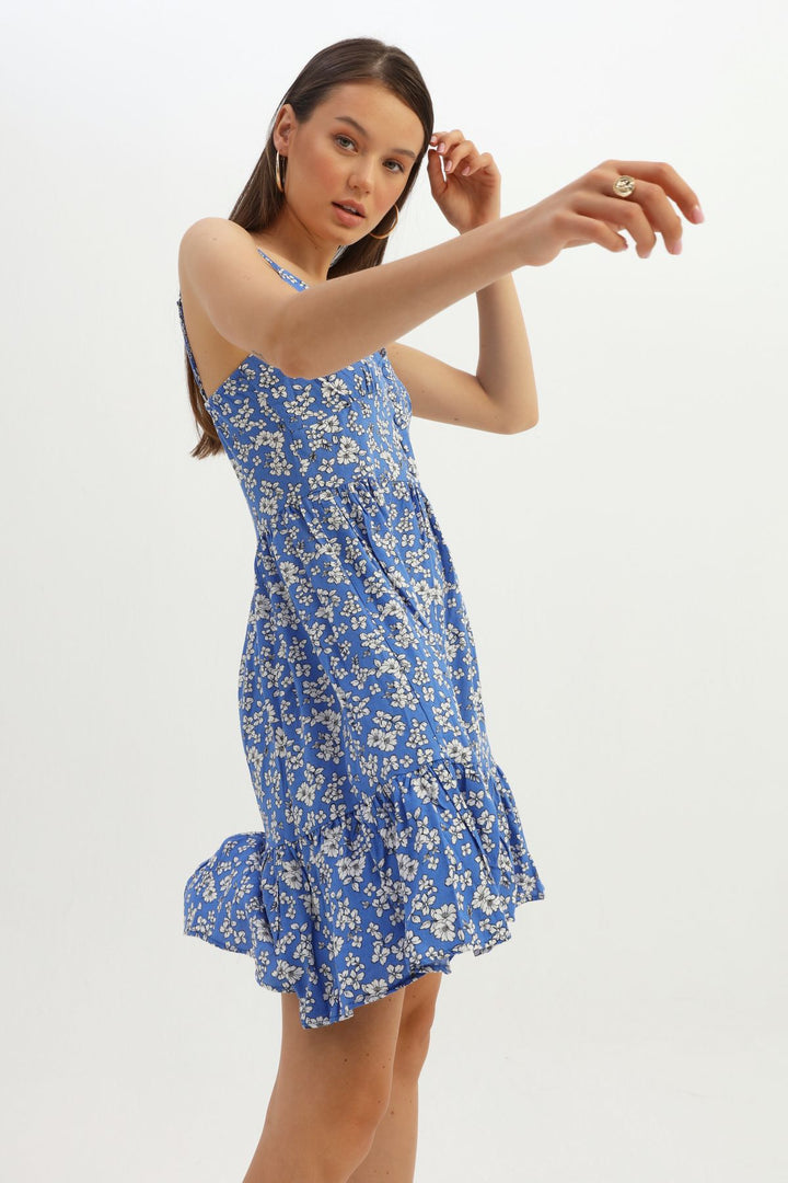 Floral Strap Dress Blue