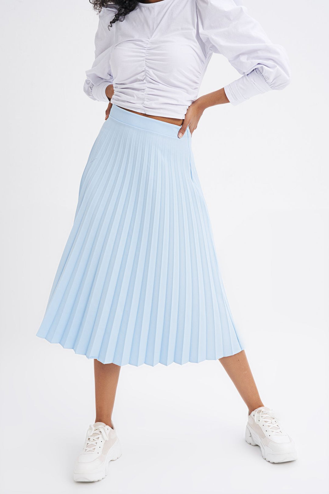 Pleated Midi Skirt Baby Blue