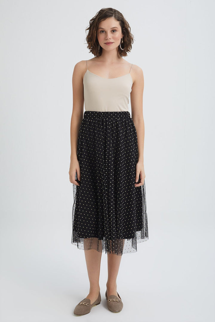 Polka Dot Tulle Skirt Black