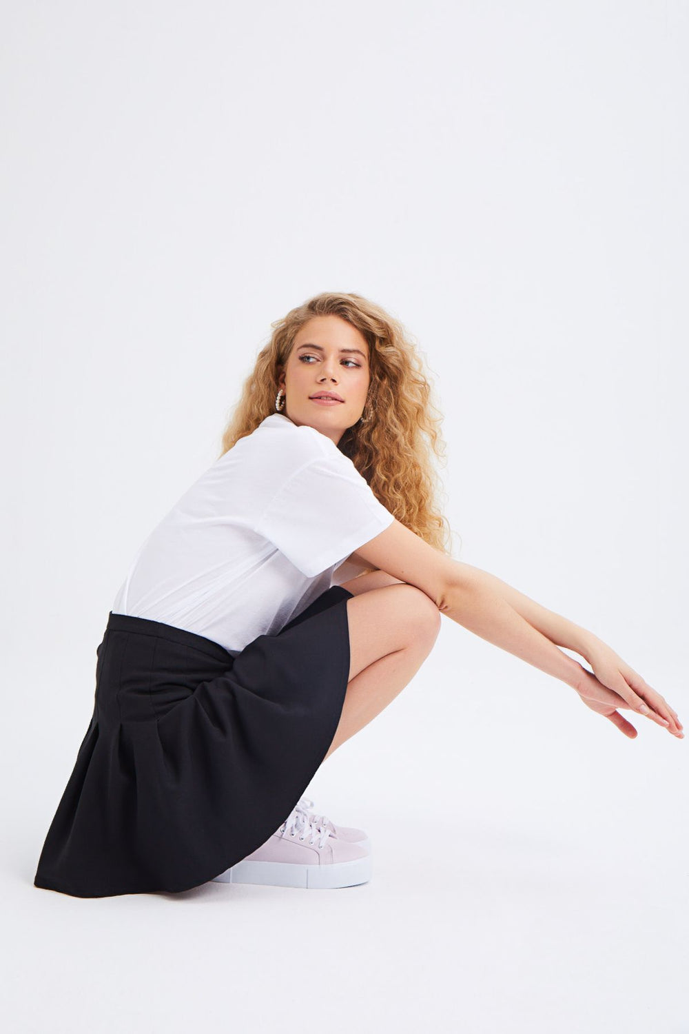 Pleated Mini Skirt Black