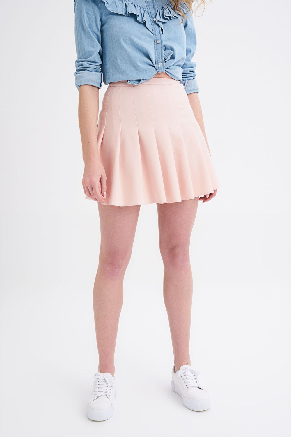 Pleated Mini Skirt Powder