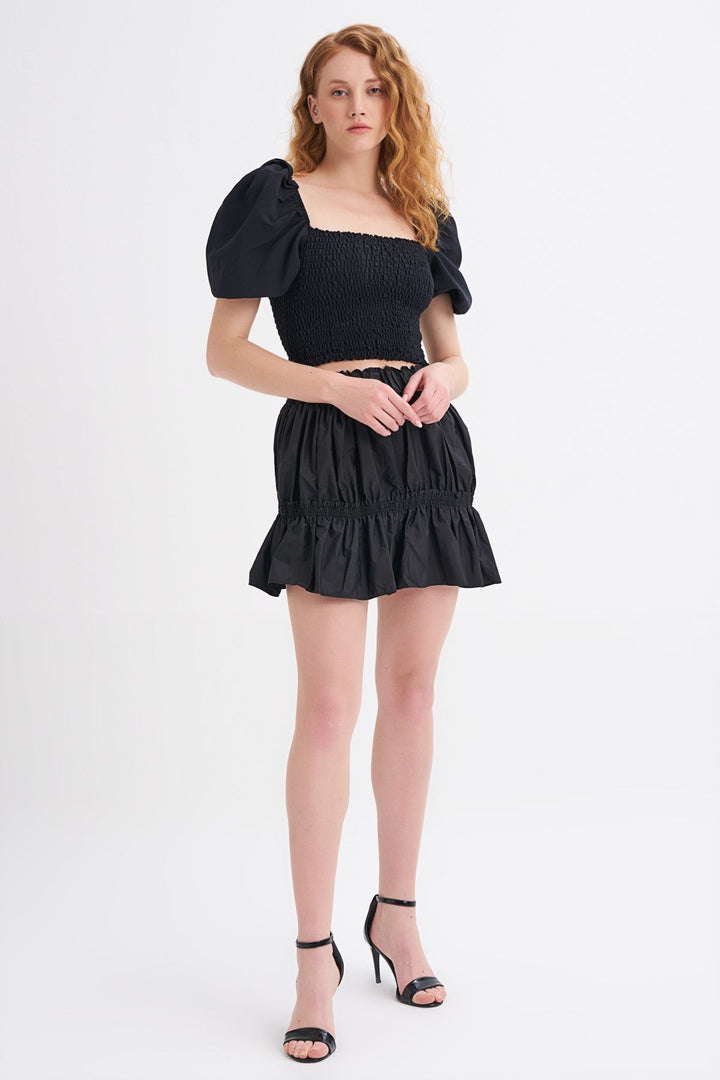 Elastic Waist Skirt Black