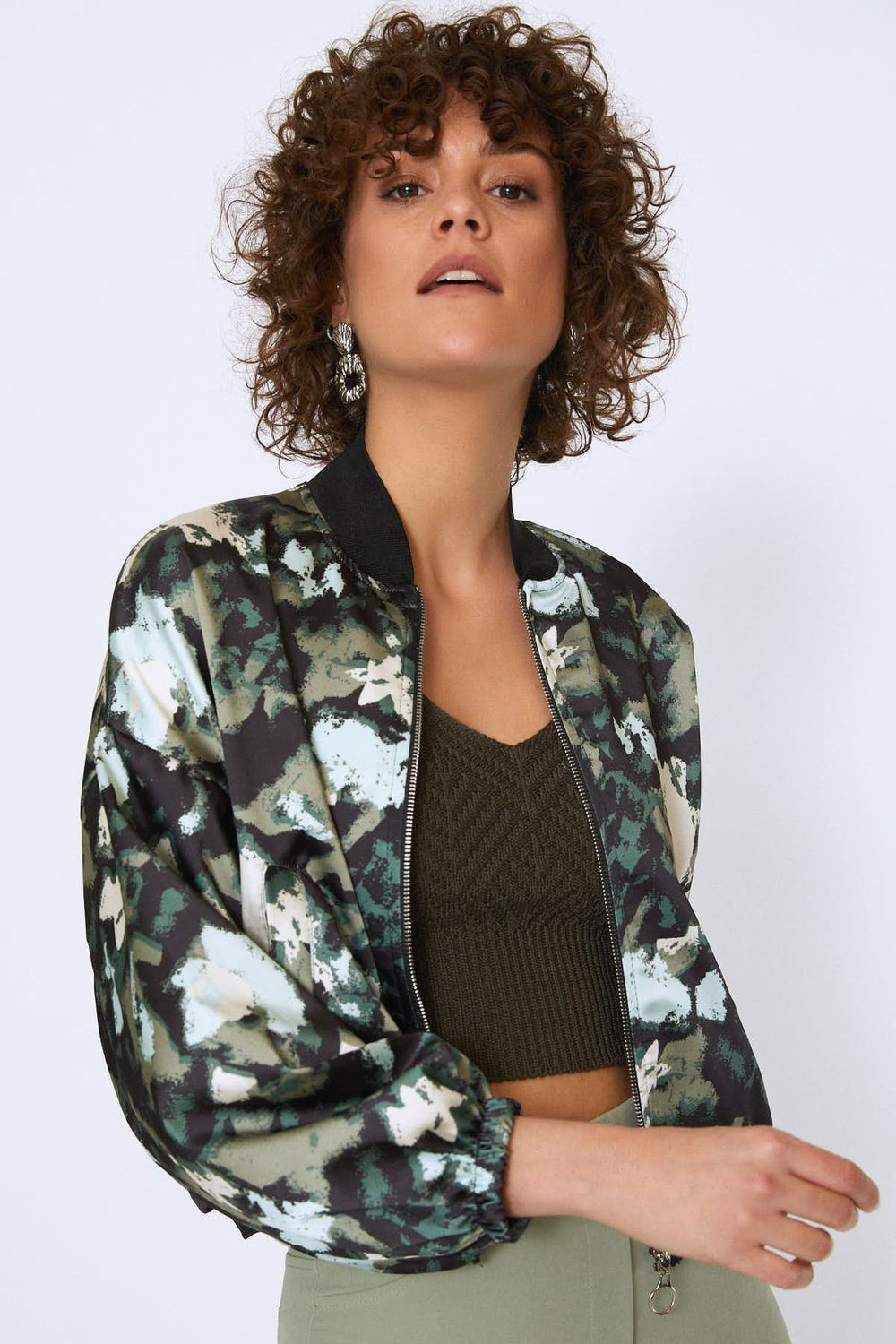 Pocket Bomber Jacket Khaki