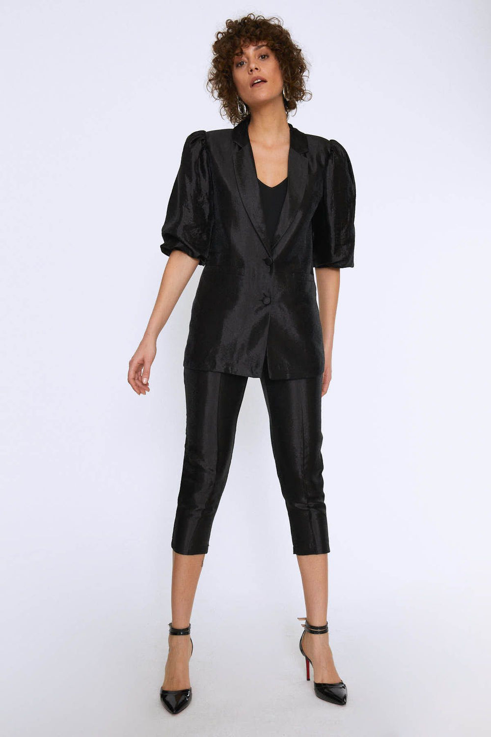 Balon Kol Fleto Cepli Ceket Siyah