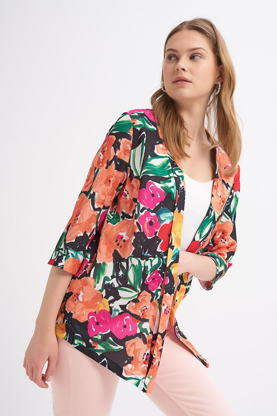 Desenli Şal Yaka Ceket Oranj