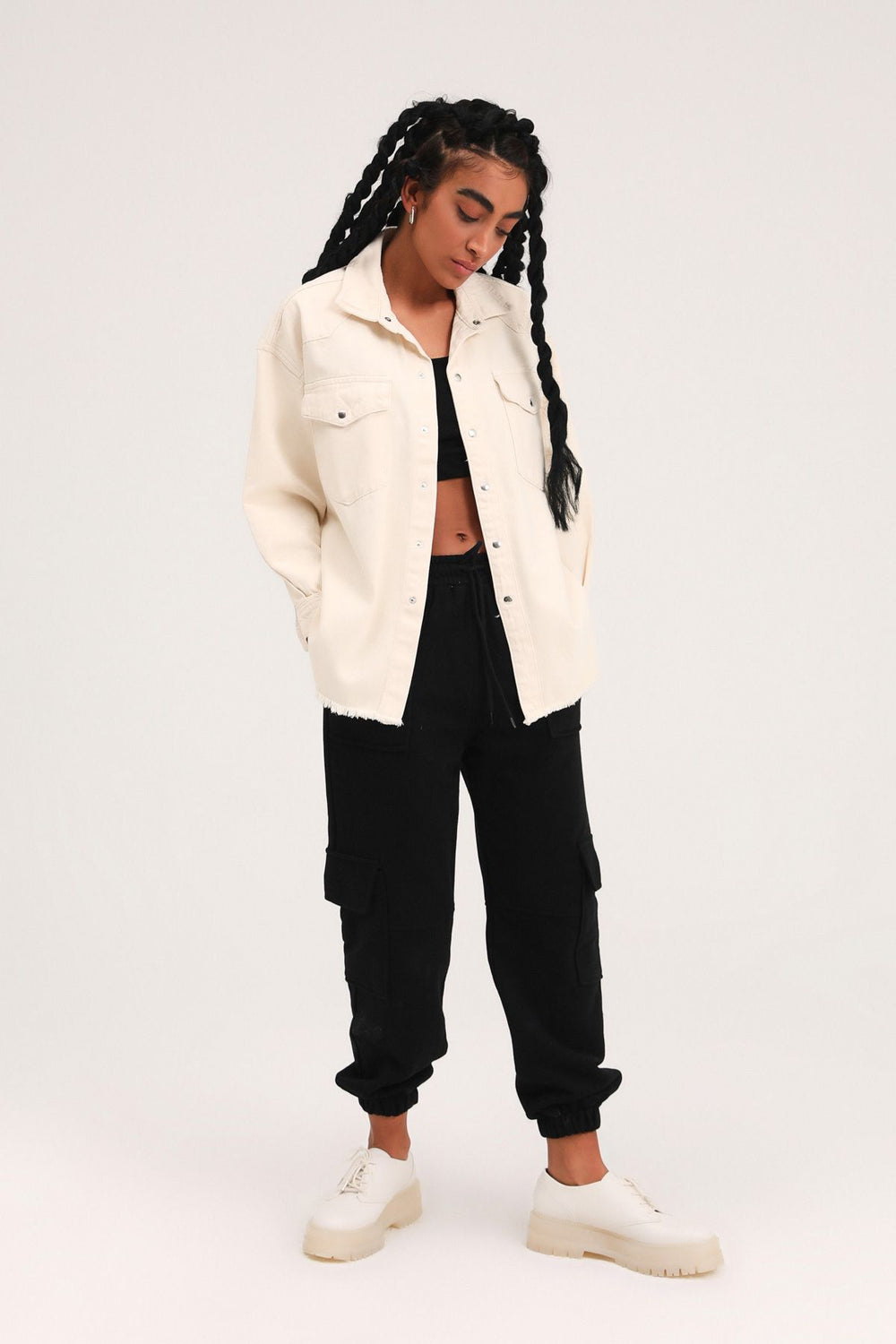 Belted Gabardine Jacket Bone