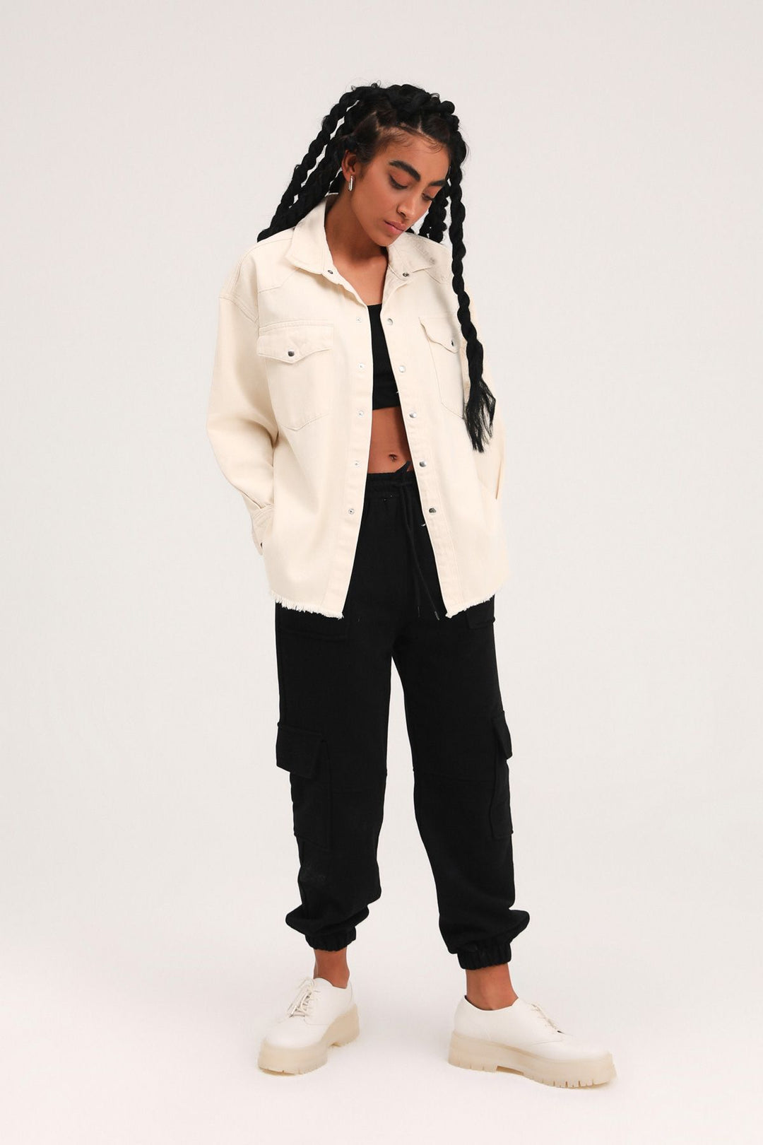 Belted Gabardine Jacket Bone
