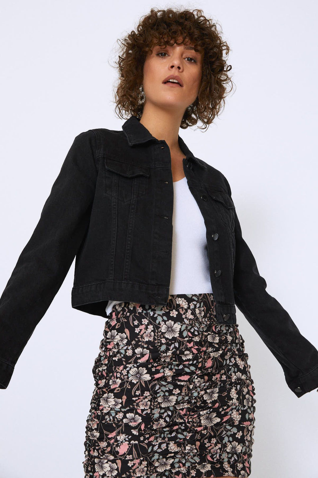 Crop Kot Ceket Antrasit