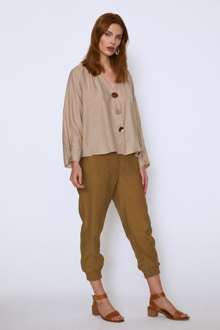 Paçası Lastikli Jogger Pantolon Haki