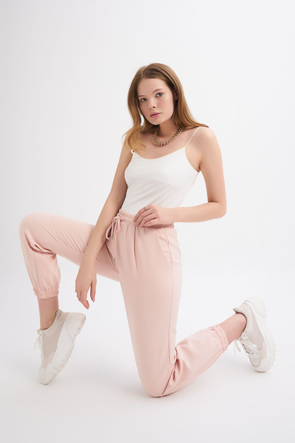 Elastic Leg Trousers Powder