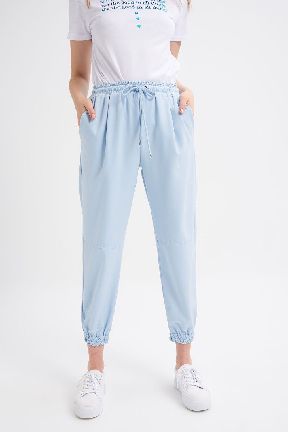Elastic Leg Pants Baby Blue