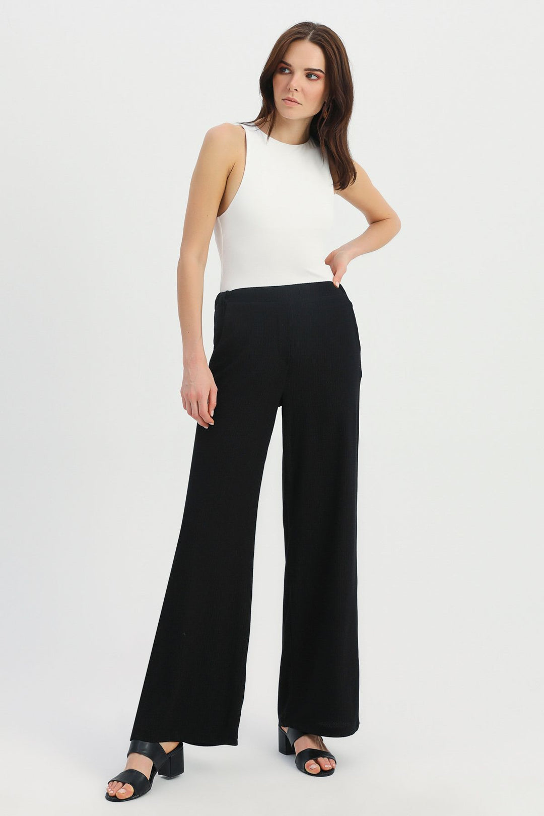 Cepli Bol Paça Pantolon Siyah