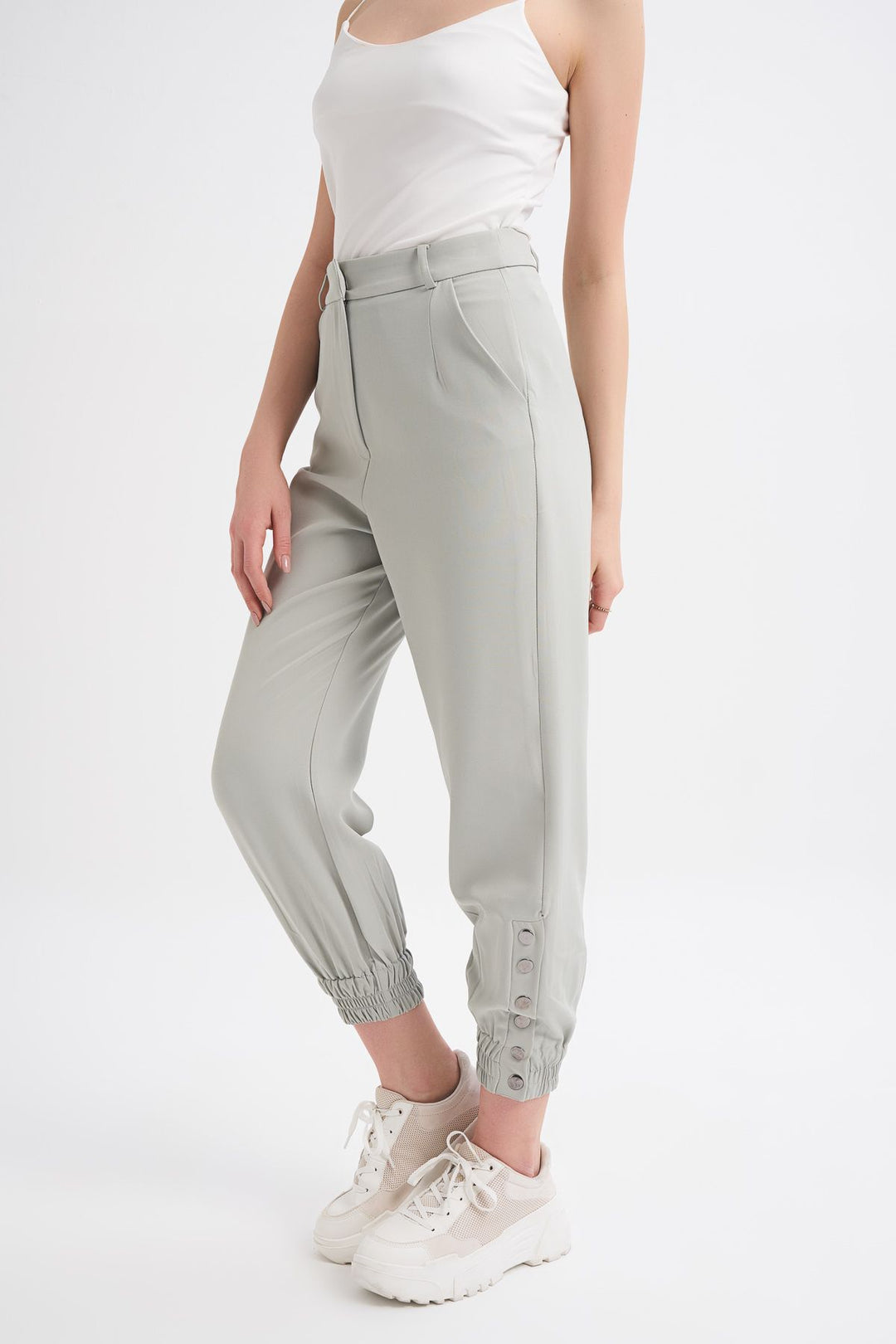 Paçası Çıtçıtlı Jogger Pantolon Mint